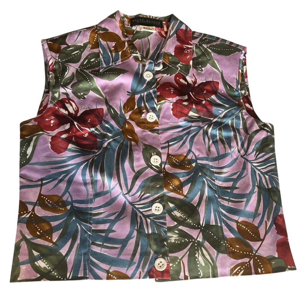Harve Bernard by Bernard Holtzman Vintage Woman’s Floral Vest Sz 12
